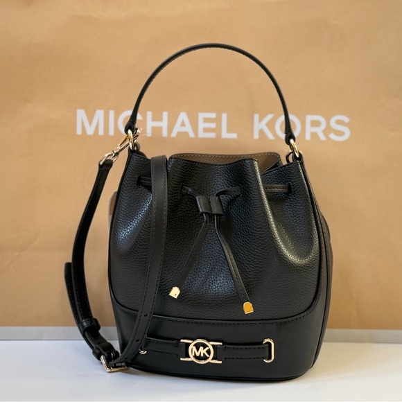 Micharl Kors Reed Medium Bucket Shoulder Crossbody Bag Black - Picture 1 of 10